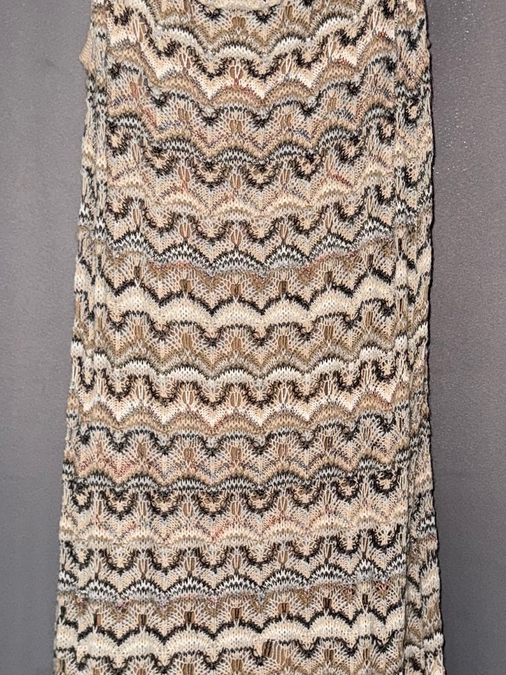 Calypso St. Barth Beige, Black & Cream Wave-Knit Maxi Dress